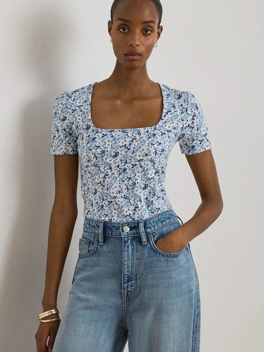 Zdjęcie produktu Lauren Ralph Lauren T-shirt damski bawełniany niebieski