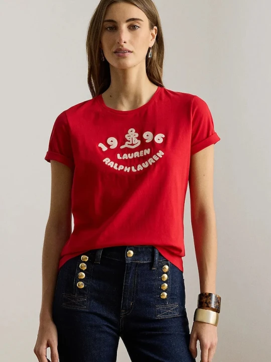 Zdjęcie produktu Lauren Ralph Lauren T-shirt damski bawełniany czerwony