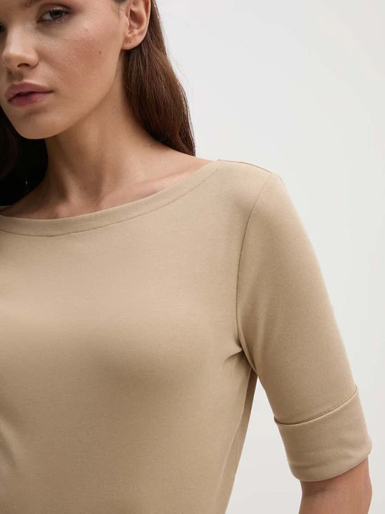 Zdjęcie produktu Lauren Ralph Lauren t-shirt damski z bawełny beżowy