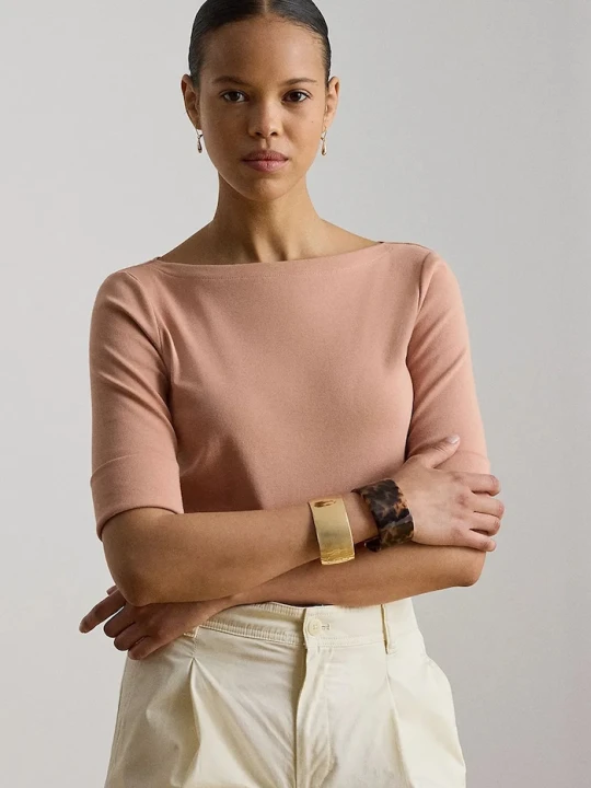 Zdjęcie produktu Lauren Ralph Lauren T-shirt damski z bawełną pomarańczowy