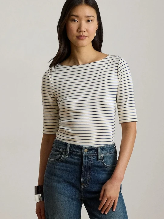 Zdjęcie produktu Lauren Ralph Lauren T-shirt damski z bawełną beżowy