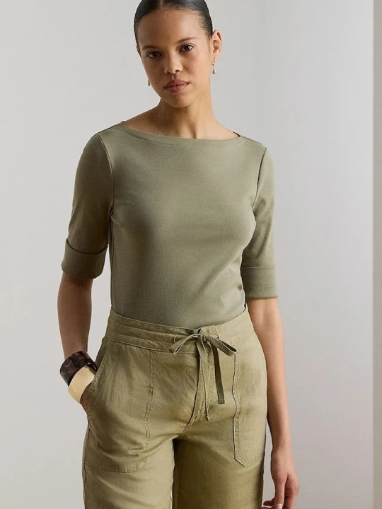 Zdjęcie produktu Lauren Ralph Lauren T-shirt damski z bawełną zielony