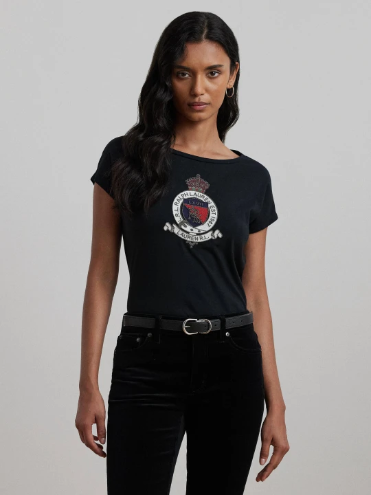 Zdjęcie produktu LAUREN RALPH LAUREN T-shirt GRIETA | Slim Fit czarny