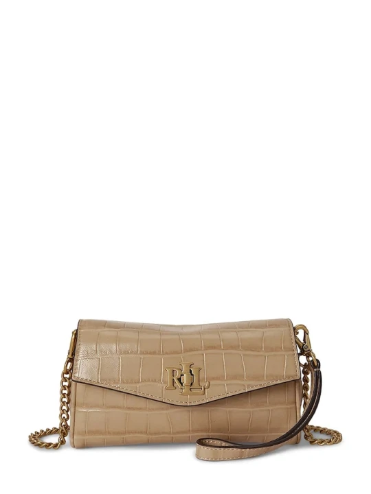 Zdjęcie produktu Lauren Ralph Lauren torebka crossbody damska skórzana beżowy