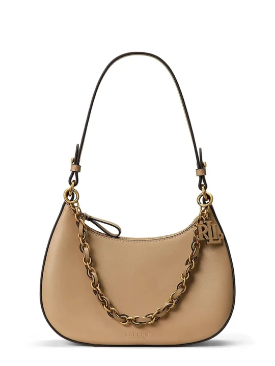 Zdjęcie produktu Lauren Ralph Lauren torebka hobo damska skórzana beżowy