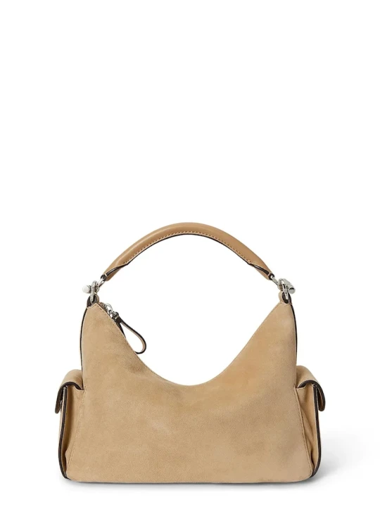 Zdjęcie produktu Lauren Ralph Lauren torebka hobo damska zamszowa beżowy