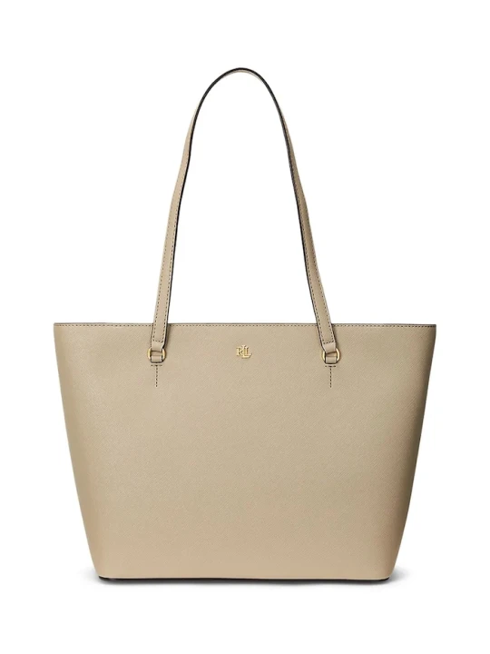 Zdjęcie produktu Lauren Ralph Lauren torebka shopper damska skórzana beżowy