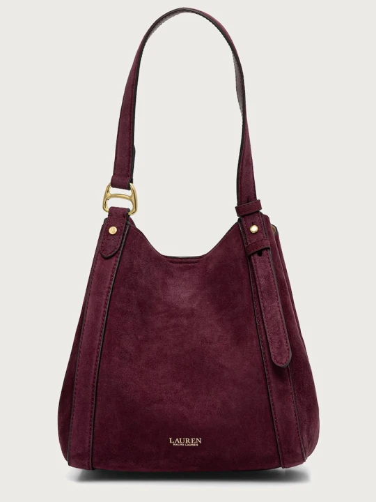 Zdjęcie produktu Lauren Ralph Lauren torebka shopper damska zamszowa bordowy
