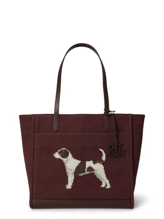 Zdjęcie produktu Lauren Ralph Lauren torebka tote damska bawełniana bordowy