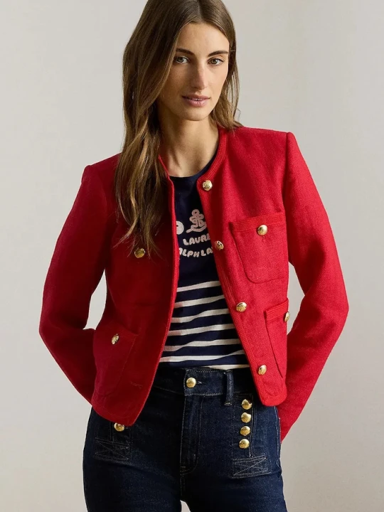 Zdjęcie produktu Lauren Ralph Lauren żakiet damski lniany czerwony