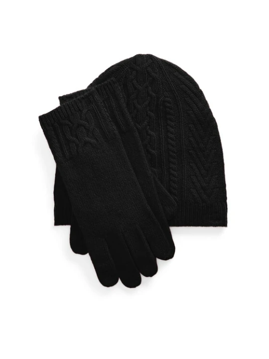 Zdjęcie produktu LAUREN RALPH LAUREN Zestaw czapka, szalik i rękawiczki 454960056002 Czarny