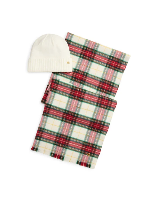 Zdjęcie produktu LAUREN RALPH LAUREN Zestaw szalik i czapka 454P23529002 Kremowy