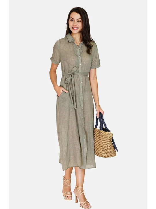 Zdjęcie produktu Le Jardin du Lin Lniana sukienka w kolorze khaki rozmiar: 38