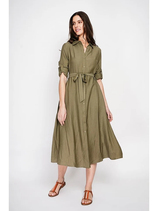 Zdjęcie produktu Le Jardin du Lin Lniana sukienka w kolorze khaki rozmiar: 42