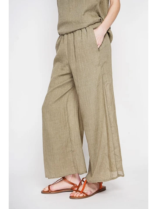 Zdjęcie produktu Le Jardin du Lin Lniane kuloty w kolorze khaki rozmiar: 40