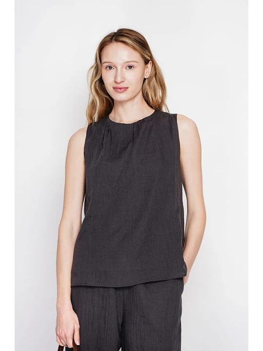 Zdjęcie produktu Le Jardin du Lin Lniany top w kolorze czarnym rozmiar: 36