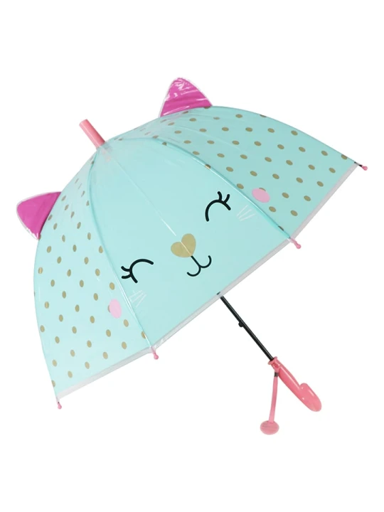 Zdjęcie produktu Le Monde du Parapluie Parasol dziecięcy "Cat" w kolorze turkusowym - Ø 70 cm rozmiar: onesize