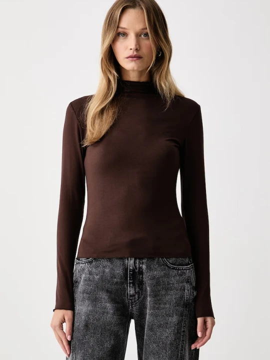 Zdjęcie produktu Le Privé longsleeve damski EDITH TOP MARRON brązowy