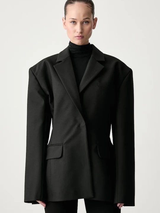 Zdjęcie produktu Le Privé marynarka damska z dodatkiem wełny MAGALL BLAZER NOIR czarny