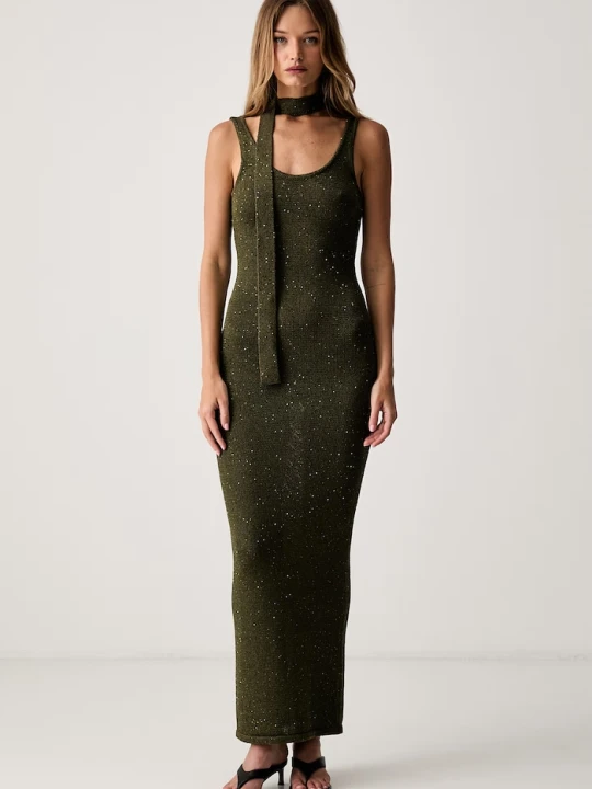 Zdjęcie produktu Le Privé sukienka letnia z bawełną CELESTINE OLIVE zielony