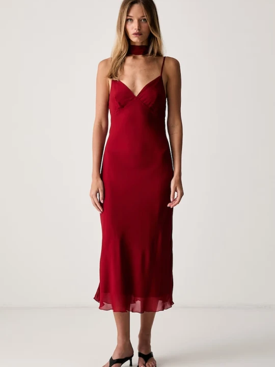 Zdjęcie produktu Le Privé sukienka z wiskozy FELICE CHIFFON ROUGE czerwony