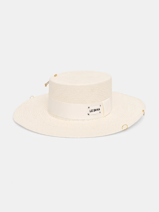 Zdjęcie produktu LE SH KA headwear kapelusz damski pleciony White Canotier beżowy