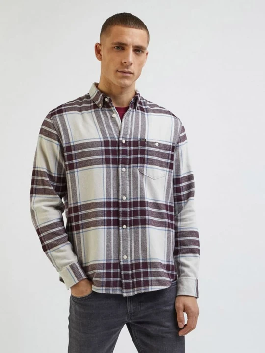 Zdjęcie produktu Lee Koszula - Regular fit - w kolorze szaro-bordowym rozmiar: XL