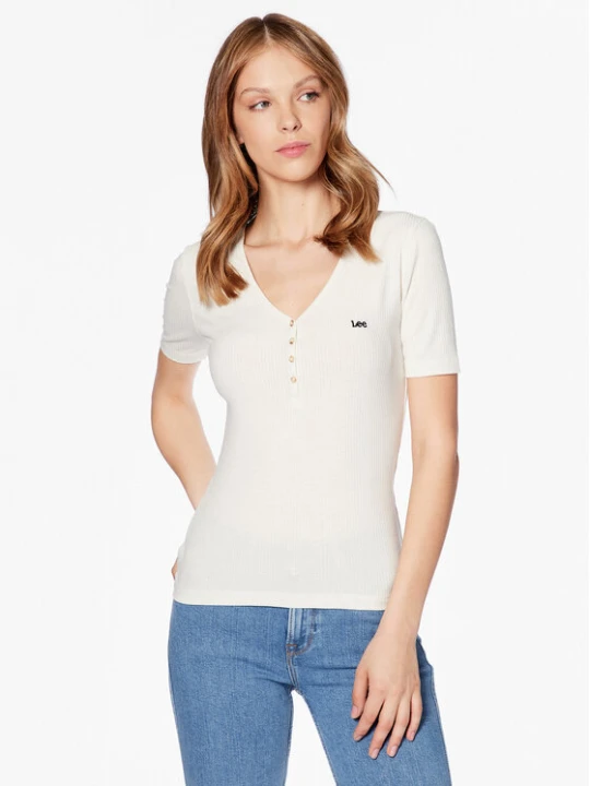 Zdjęcie produktu Lee T-Shirt L44KIPNQ 112333722 Écru Regular Fit Kremowy
