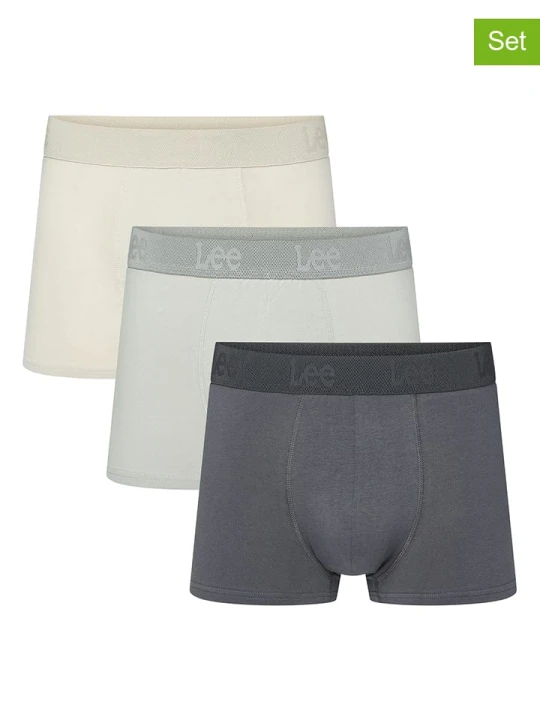 Zdjęcie produktu LEE Underwear Bokserki (3 pary) "Glennie" w kolorze antracytowym, szarym i kremowym rozmiar: S