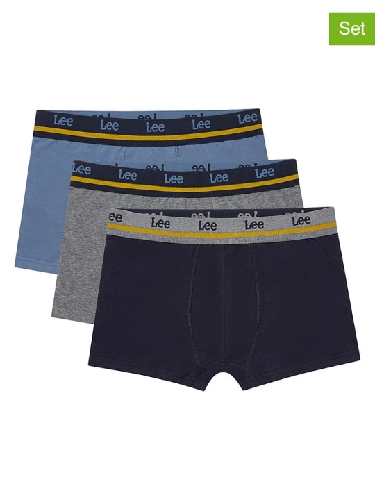 Zdjęcie produktu LEE Underwear Bokserki (3 pary) "Irving" w kolorze czarnym, szarym i błękitnym rozmiar: M