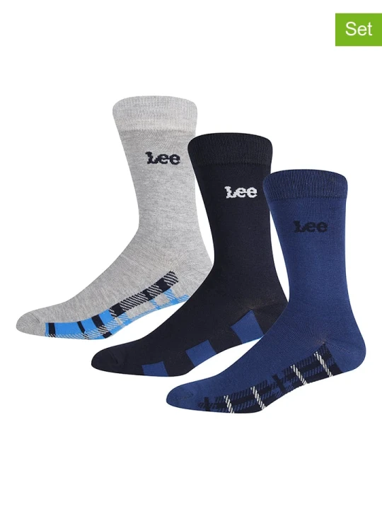 Zdjęcie produktu LEE Underwear Skarpety (3 pary) "Crosbie" w kolorze niebieskim, szarym i czarnym rozmiar: 38-42