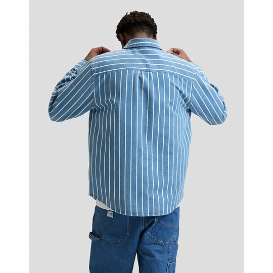 Zdjęcie produktu Lee Workwear Relaxed No Pocket Button Down Shirt Denim Stripe