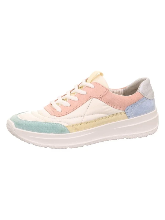 Zdjęcie produktu Legero Skórzane sneakersy "Sprinter" w kolorze kremowo-jasnoróżowo-zielonym rozmiar: 38