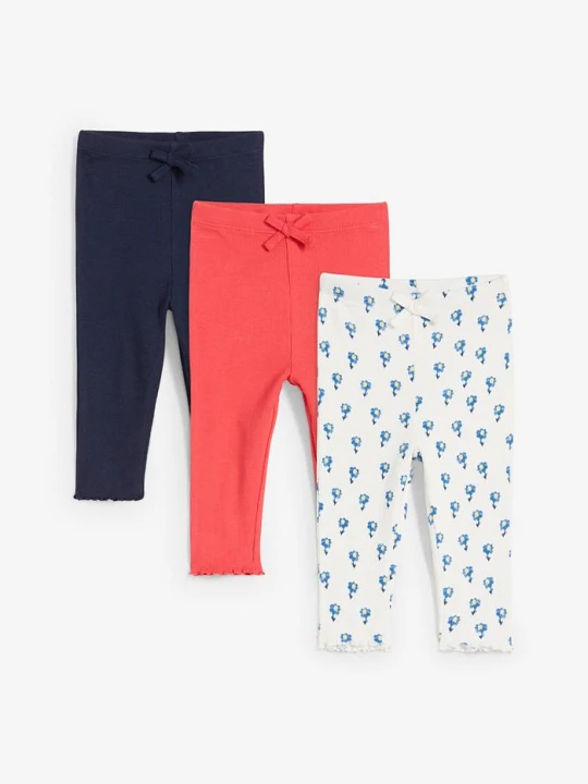 Zdjęcie produktu Legginsy (3 pary), z bawełny organicznej w prążek BonPrix czerwony