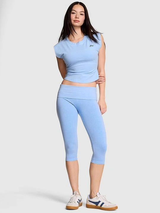 Zdjęcie produktu Legginsy All Day Cotton capri z zawijanym pasem Victoria's Secret Niebieski