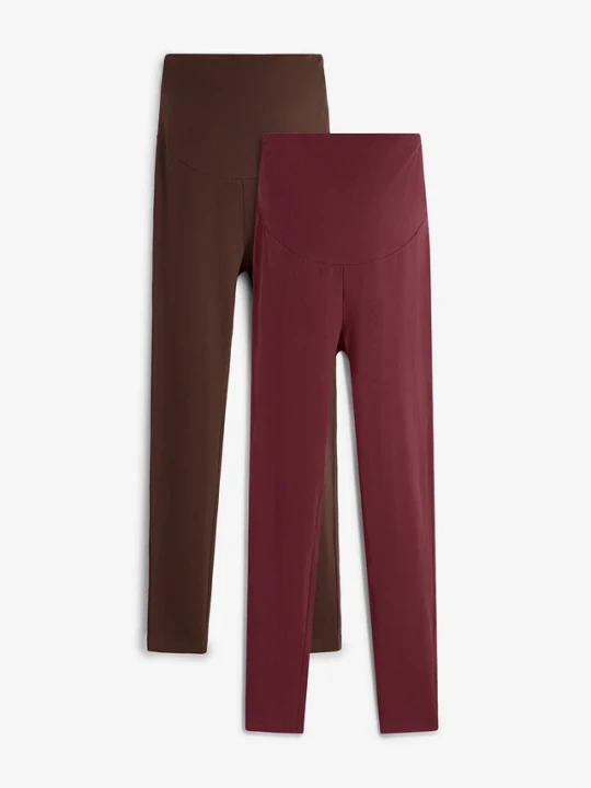 Zdjęcie produktu Legginsy ciążowe z bawełny organicznej (2 pary) BonPrix brązowy