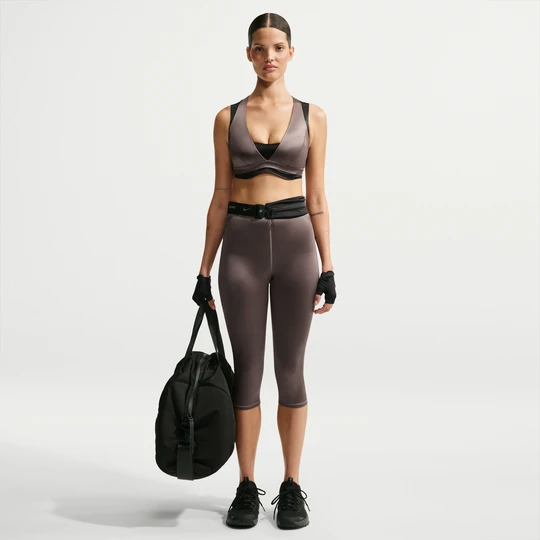 Zdjęcie produktu Legginsy damskie z wysokim stanem ze sznurkiem 43 cm NikeSKIMS Satin Shine - Brązowy