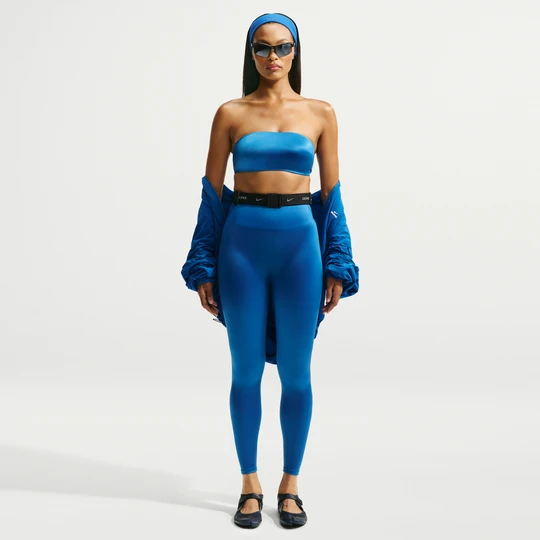 Zdjęcie produktu Legginsy damskie z wzmocnionym szwem i wysokim stanem 66 cm NikeSKIMS Satin Shine - Niebieski