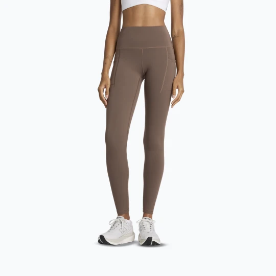 Zdjęcie produktu Legginsy do biegania damskie New Balance Sleek Pocket High Rise cortado Beżowy