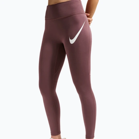 Zdjęcie produktu Legginsy do biegania damskie Nike Tempo Swoosh Run High-Waisted 7 / 8 tattoo / white Brązowy