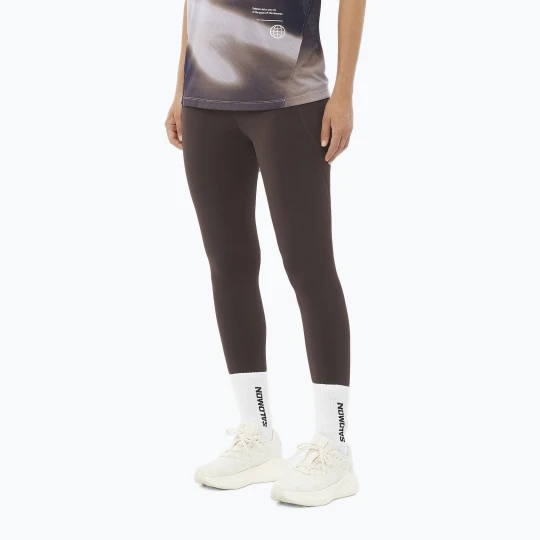 Zdjęcie produktu Legginsy do biegania damskie Salomon SHAKEout Bliss 25" coffee bean Brązowy
