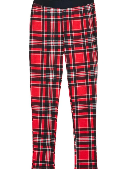 Zdjęcie produktu Legginsy dziewczęce ocieplane, w kratę BonPrix czerwony