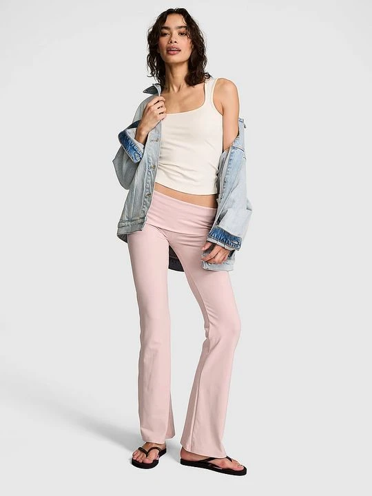 Zdjęcie produktu Legginsy kick-flare z modalu z wywijanym pasem Victoria's Secret Różowy