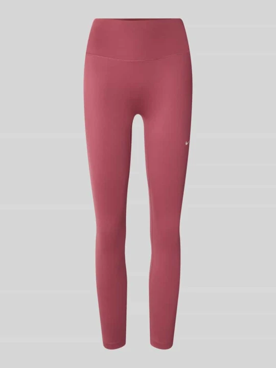 Zdjęcie produktu legginsy o kroju slim fit z nadruk z logo i wysokim pasem model 'One' Nike Bordowy