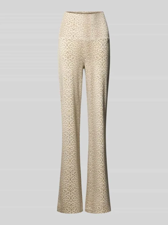 Zdjęcie produktu Legginsy o rozkloszowanym kroju we wzór na całej powierzchni model 'Daisy' Oh April Jasnobrązowy melanż