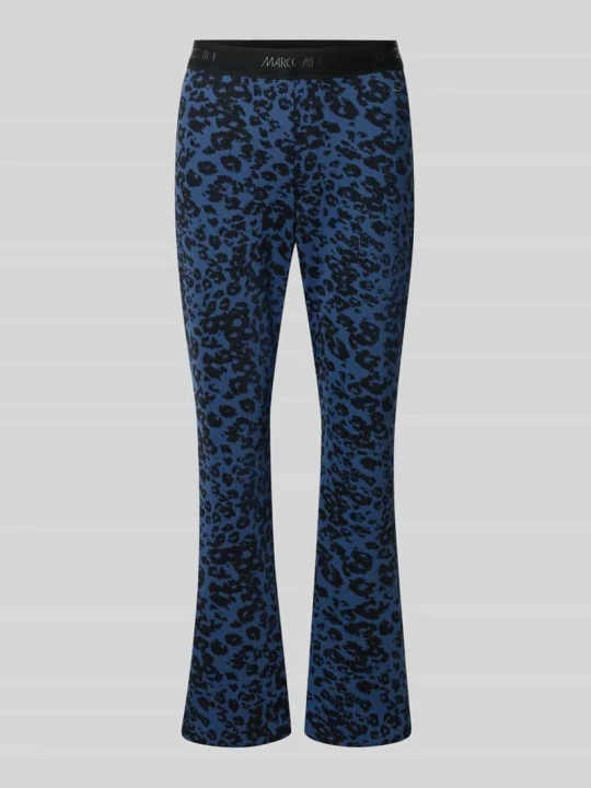 Zdjęcie produktu Legginsy o rozkloszowanym kroju ze zwierzęcym nadrukiem na całej powierzchni Marc Cain Królewski niebieski