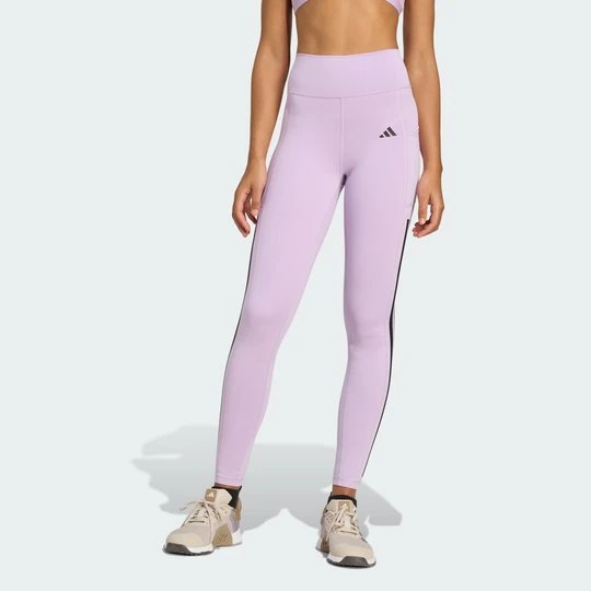 Zdjęcie produktu Legginsy Optime 3-Stripes Full Length Adidas Powder Plum