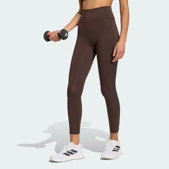 Zdjęcie produktu Legginsy Optime Workout 3-Stripes 7/8 Adidas Aurora Coffee