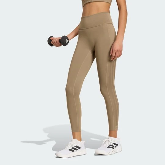 Zdjęcie produktu Legginsy Optime Workout 3-Stripes 7/8 Adidas Khaki Six