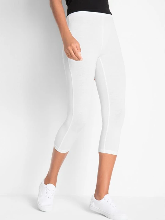 Zdjęcie produktu Legginsy rybaczki (2 pary w opak.) BonPrix biały